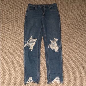 juniors ripped american eagle high-rise mom jeans